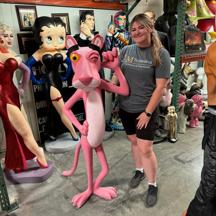 Pink Standing Panther Life Size Statue