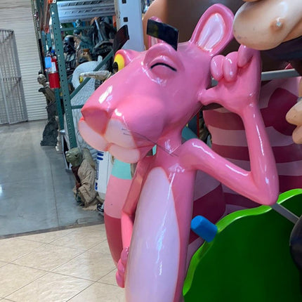 Pink Standing Panther Life Size Statue