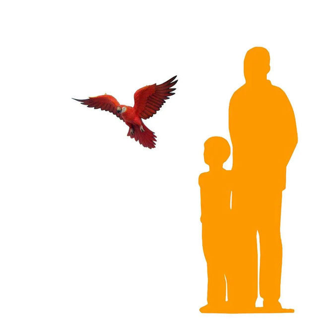 Red Flying Macaw Parrot Life Size Statue LM Treasures - A