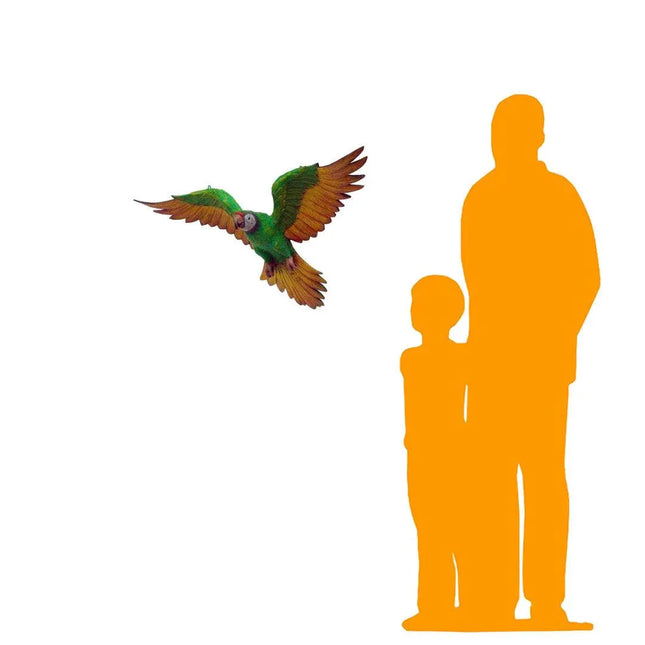Green Flying Macaw Parrot Life Size Statue LM Treasures - A