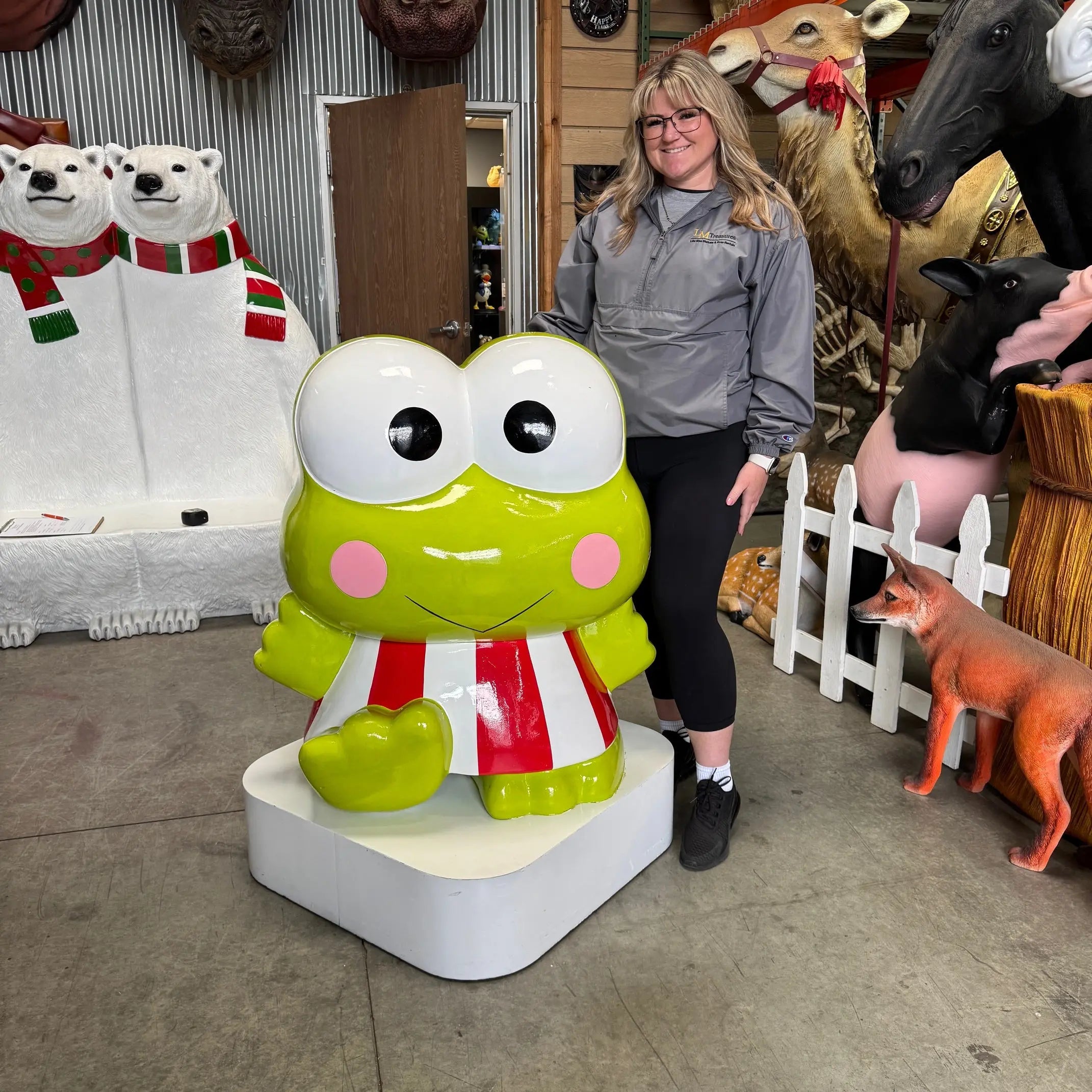 Hello Kitty Frog Keroppi Pre Owned Sanrio Store Statue LM Treasures hello-kitty-frog-keroppi-pre-owned-sanrio-store-statue-lm-treasures