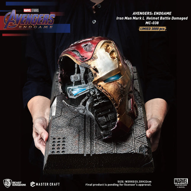 Avengers: Endgame Iron Man Mark 50 Helmet Battle Table Top Statue LM Treasures - MC
