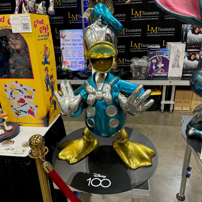 Disney 100th Anniversary Platinum Donald Duck Life Size Statue LM Treasures - BK
