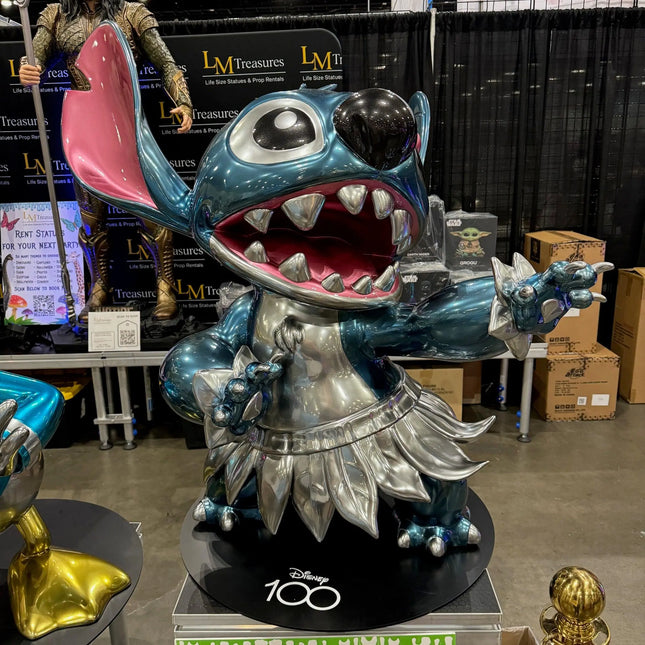 Disney 100th Anniversary Platinum Hula Stitch Life Size Statue LM Treasures - BK