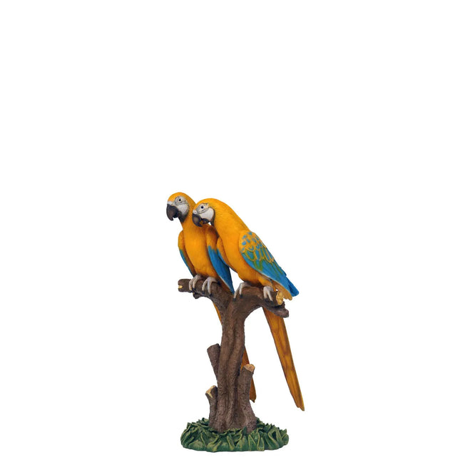 Yellow Macaw Lover Parrots On Branch Life Size Statue LM Treasures - A