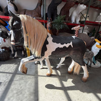 Black And White Piebald Horse Life Size Statue