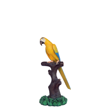 Mutation Macaw Yellow Blue Parrot On Branch Life Size Statue - LM Treasures 
