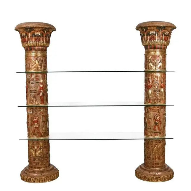 Egyptian Column Set With Glass Shelves Life Size Statue LM Treasures - H