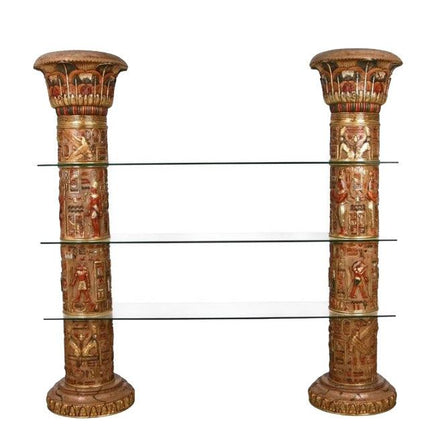 Egyptian Column Set With Glass Life Size Statue - LM Treasures 