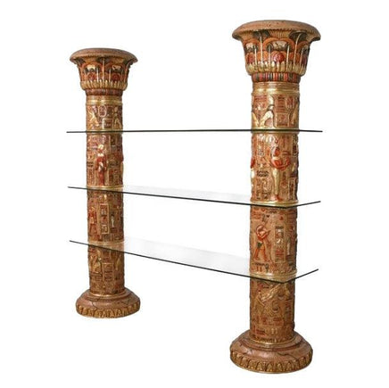 Egyptian Column Set With Glass Life Size Statue - LM Treasures 