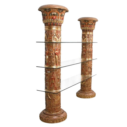 Egyptian Column Set With Glass Life Size Statue - LM Treasures 