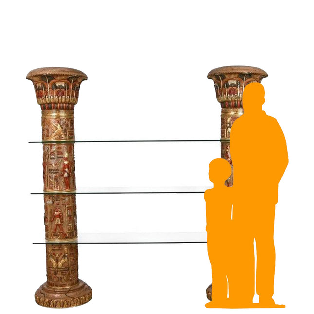 Egyptian Column Set With Glass Shelves Life Size Statue