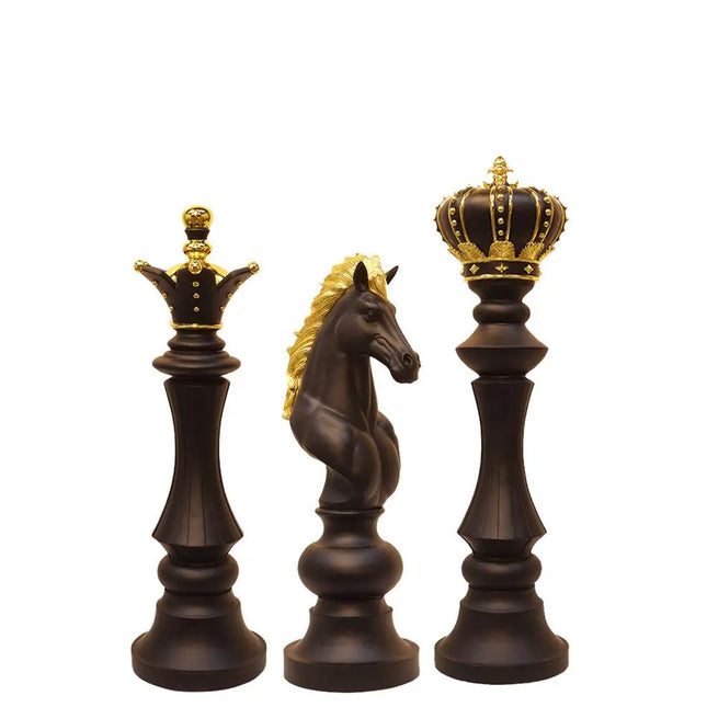 Black Chess Pieces Set of 3 Life Size Statues LM Treasures - H