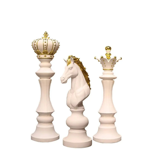 White Chess Pieces Set of 3 Life Size Statues LM Treasures - H