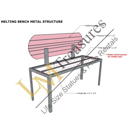 Pink Melting Drip Bench Exclusive Life Size Statue - LM Treasures 