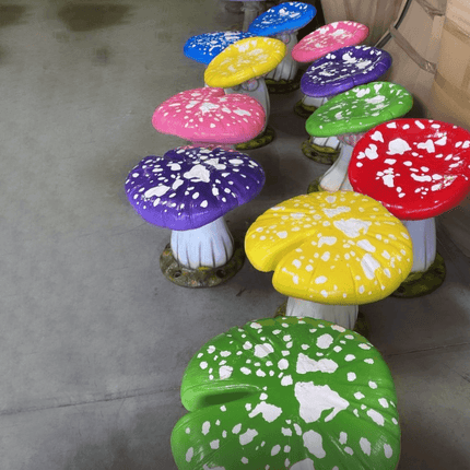 Red Single Split Mushroom Stool Over Sized Statue - LM Treasures 
