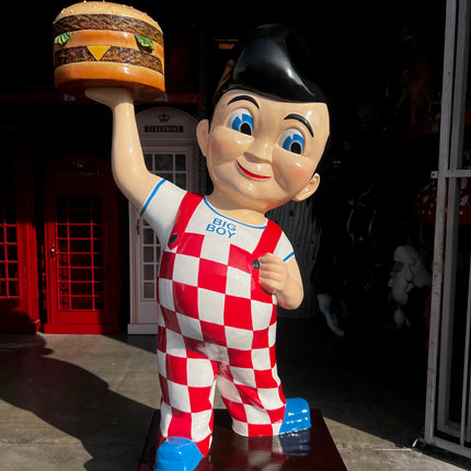 Large Boy Holding Hamburger Statue
