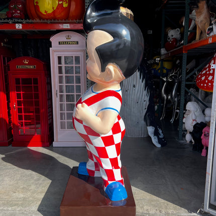 Large Boy Holding Hamburger Statue