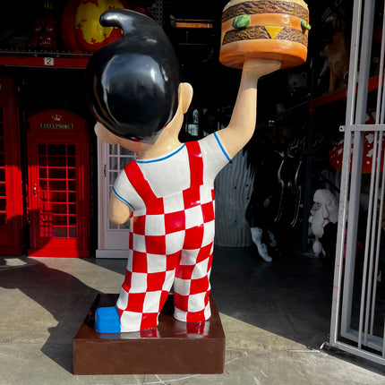 Large Boy Holding Hamburger Statue