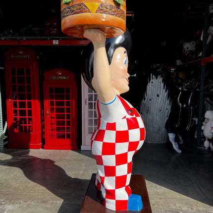 Large Boy Holding Hamburger Statue