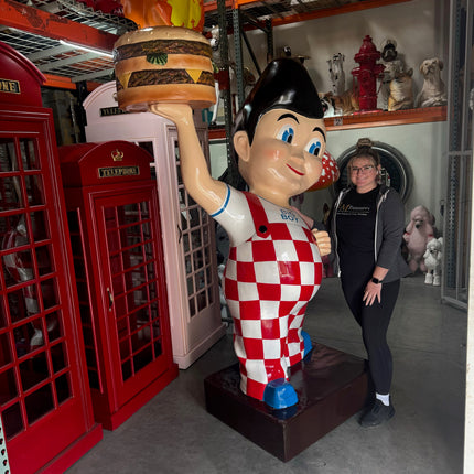 Large Boy Holding Hamburger Statue