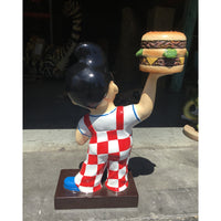 Boy Holding Hamburger Statue