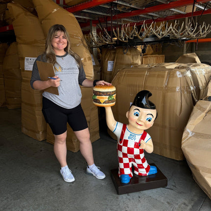 Small Boy Holding Hamburger Statue