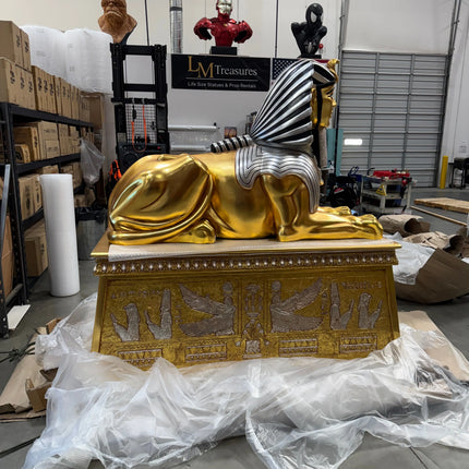 Egyptian Sphinx on Base Life Size Statue