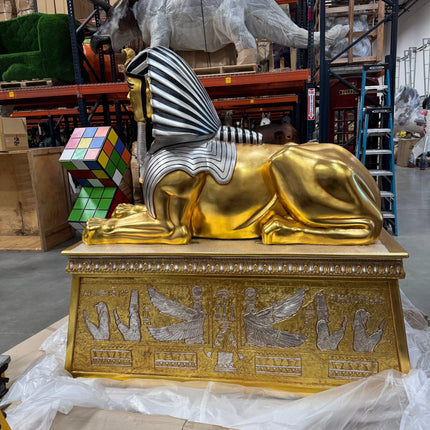 Egyptian Sphinx on Base Life Size Statue