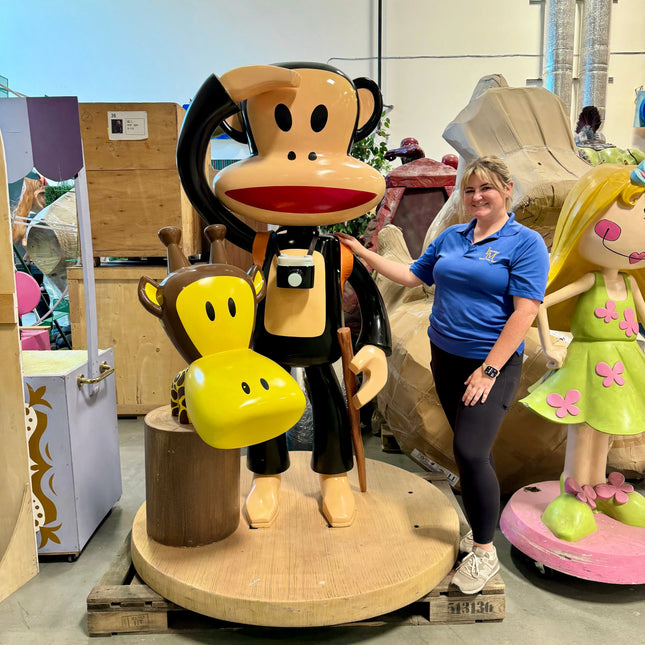 Paul Frank Julius the Monkey with Giraffe Life Size Statue