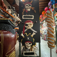 Pirate Skull Skeleton With Swords Wall Decor Statue