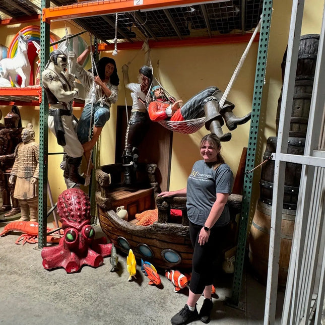 Pirate Hanging on Rope Life Size Statue LM Treasures - A