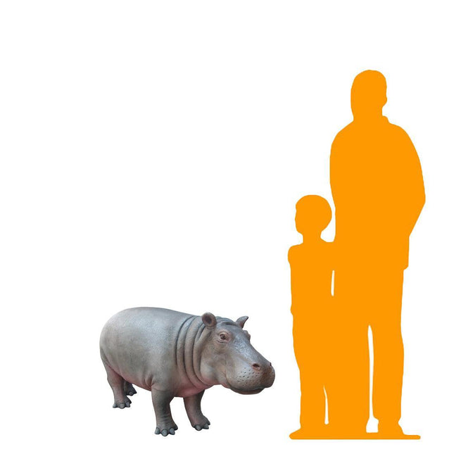 Light Baby Hippo Life Size Statue