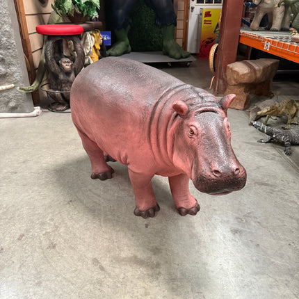 Light Baby Hippo Life Size Statue