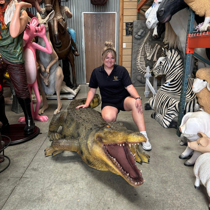 Large Crocodile Mouth Open Life Size Statue
