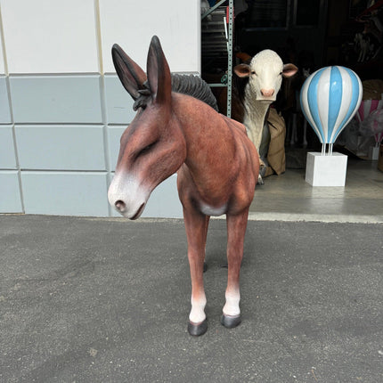 Brown Donkey Life Size Statue - LM Treasures 