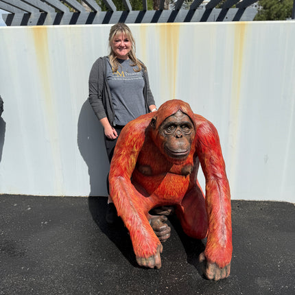Male Orangutan Sitting Life Size Statue