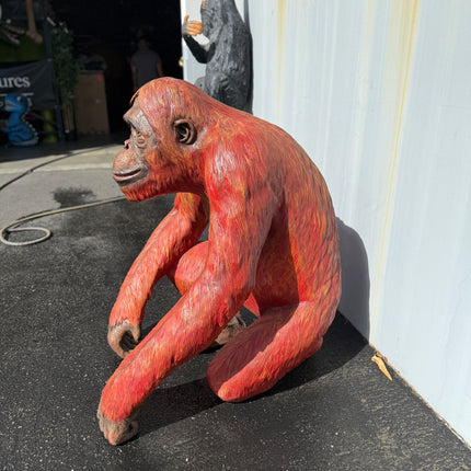 Male Orangutan Sitting Life Size Statue