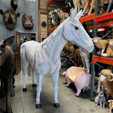 White Horse Standing Life Size Statue