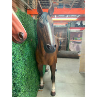 Brown Horse Standing Life Size Statue - LM Treasures 