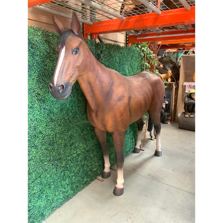 Brown Horse Standing Life Size Statue - LM Treasures 