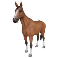 Brown Horse Standing Life Size Statue - LM Treasures 