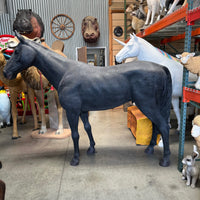 Black Horse Standing Life Size Statue - LM Treasures 