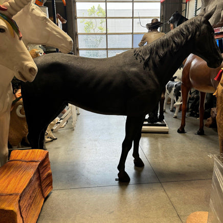 Black Horse Standing Life Size Statue - LM Treasures 