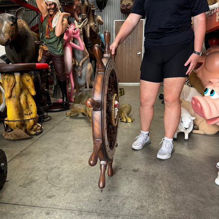 Skull Rudder Wheel Life Size Statue