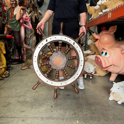 Skull Rudder Wheel Life Size Statue