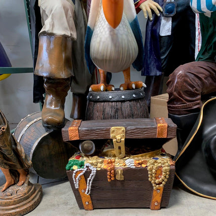 Small Open Treasure Chest Life Size Statue - LM Treasures 