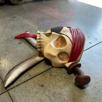 Pirate Skull Skeleton With Swords Wall Decor Statue - LM Treasures 
