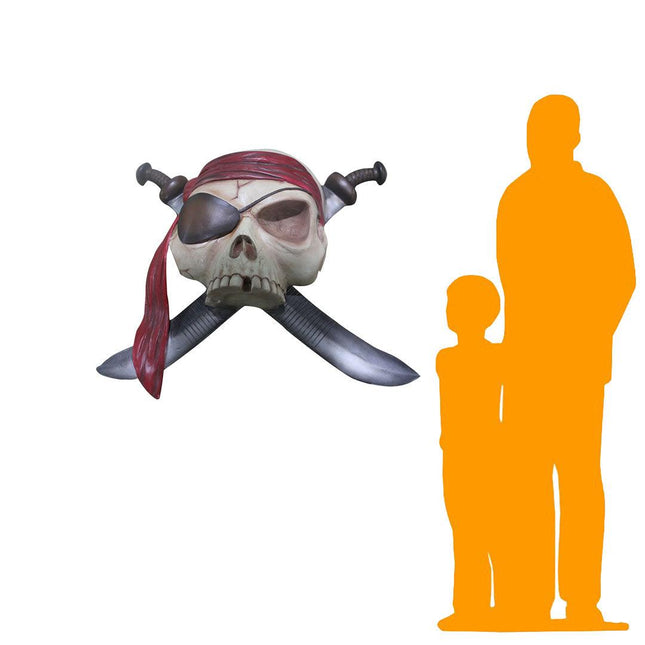 Pirate Skull Skeleton With Swords Wall Decor Statue - LM Treasures 