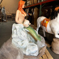 Mermaid On Rock Life Size Statue - LM Treasures 